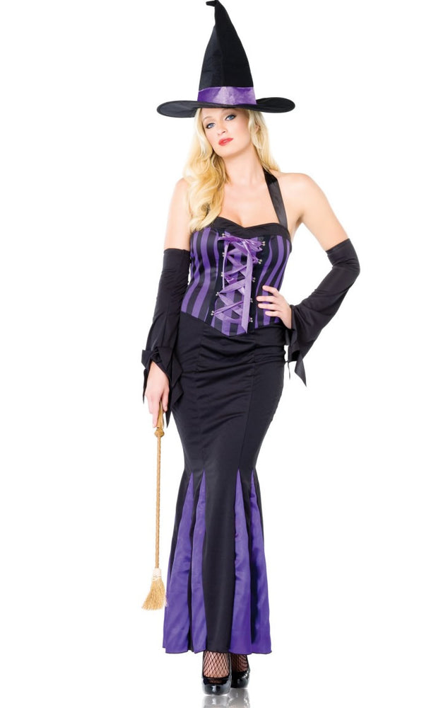 Halter-neck witch dress with hat and sleeves