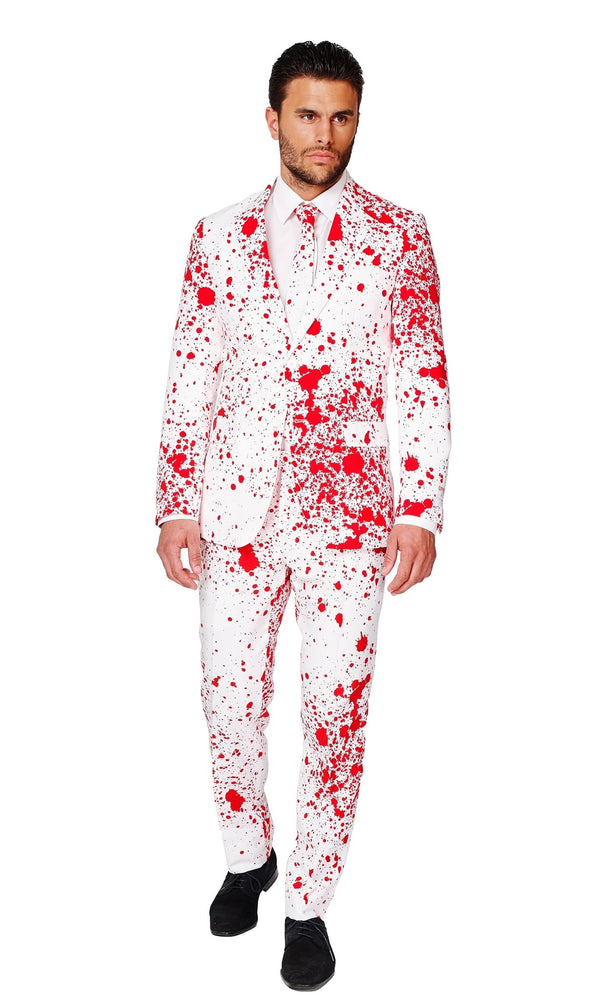 White men's Bloody Harry suit with blood splatters