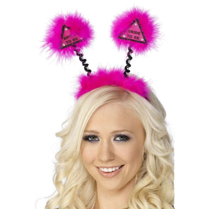 Pink bride to be head boppers with pink trim