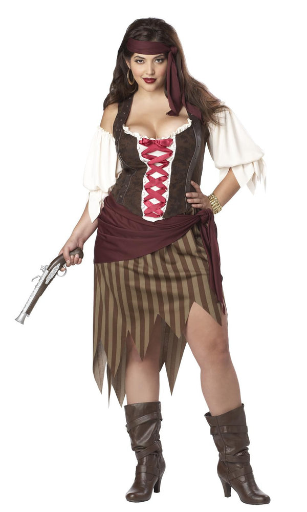 Plus size woman's pirate dress with headband