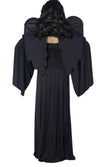 Back of black angel dress with wings and sleeves