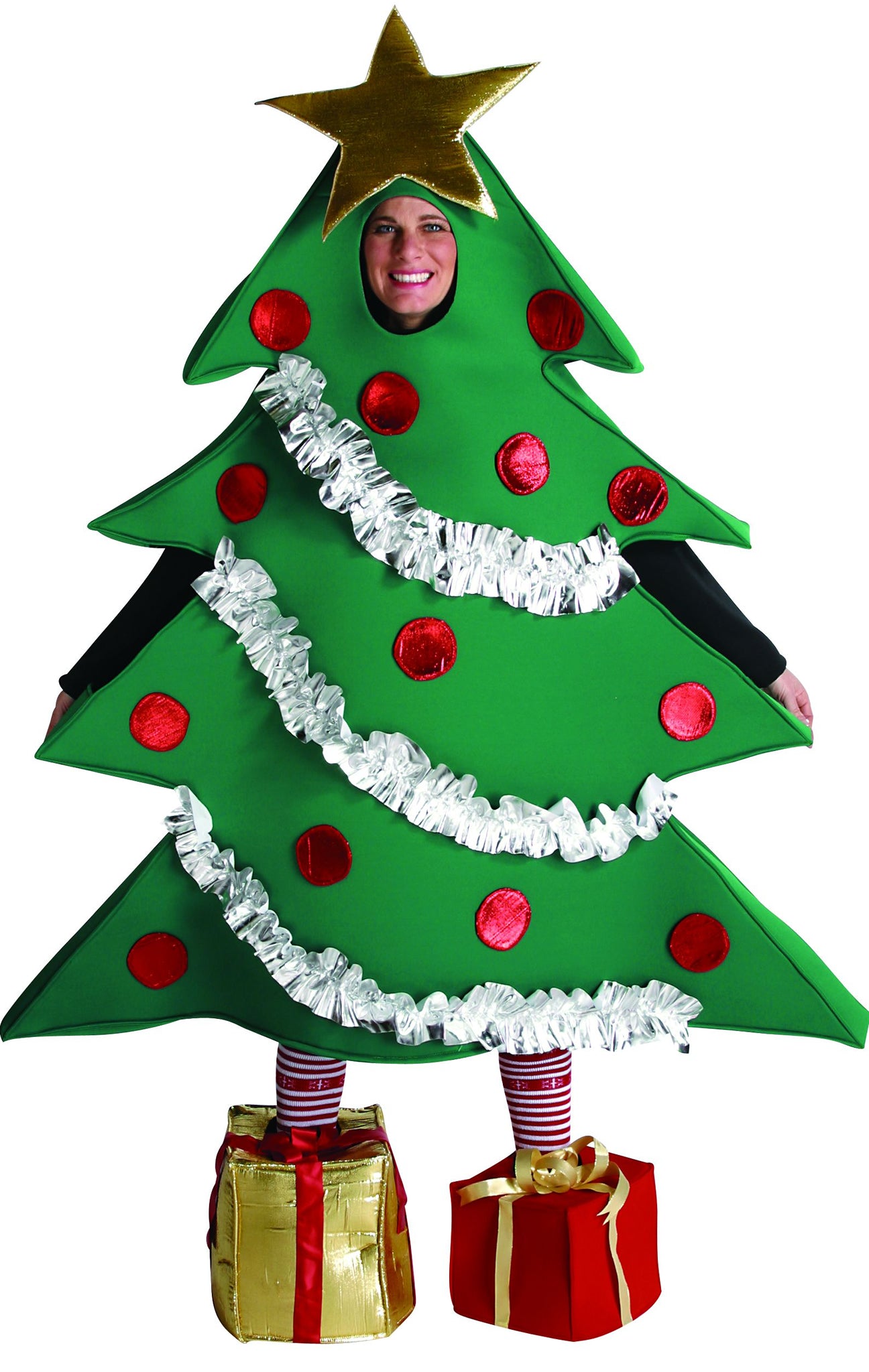 Full size Christmas costume with gift box shoe covers