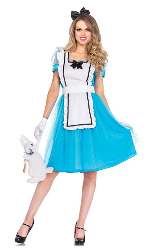 Blue Alice dress with headband and apron