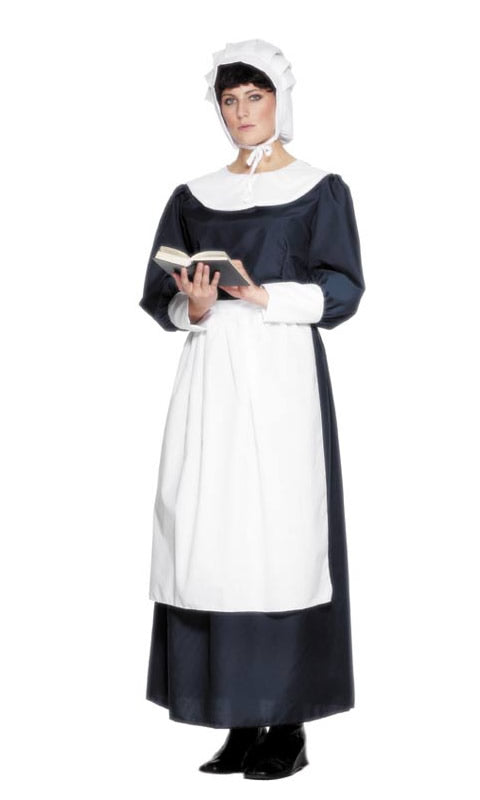 Colonial lady costume with hat and apron