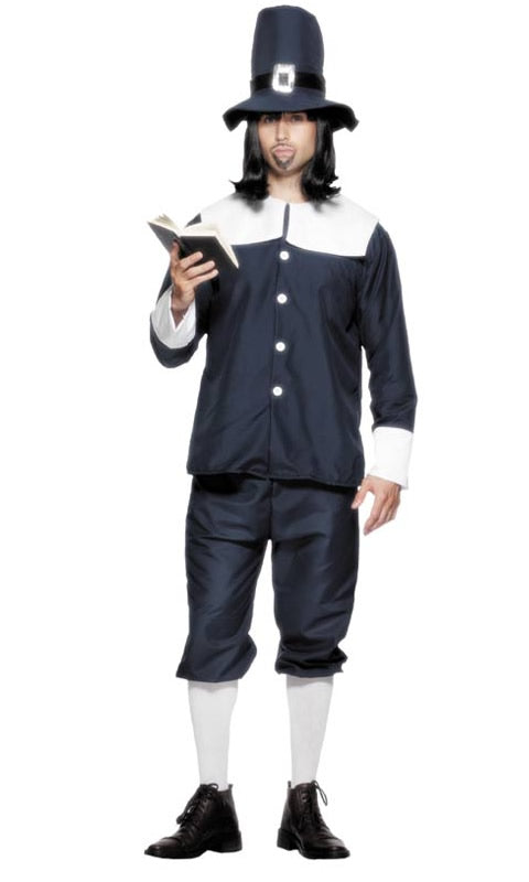 Colonial man costume with hat and 3/4 pants