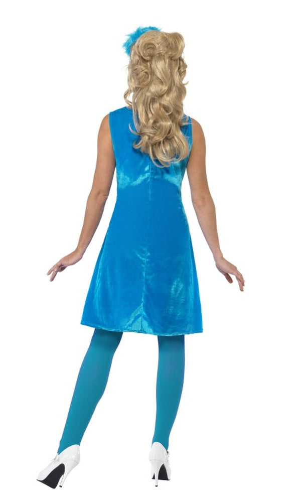 Back of blue Cookie Monster dress with headband