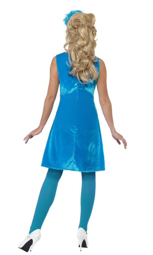 Back of blue Cookie Monster dress with headband