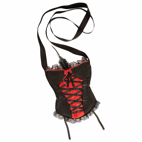 Black and red corset handbag
