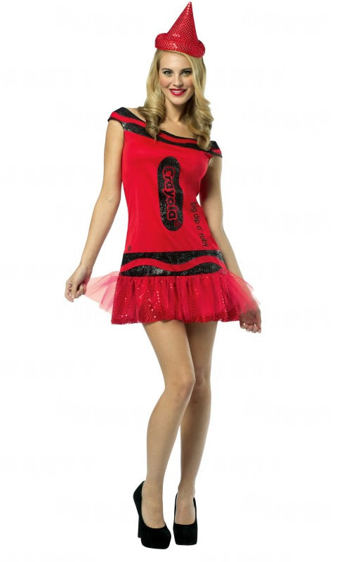 Short red Crayola dress with hat