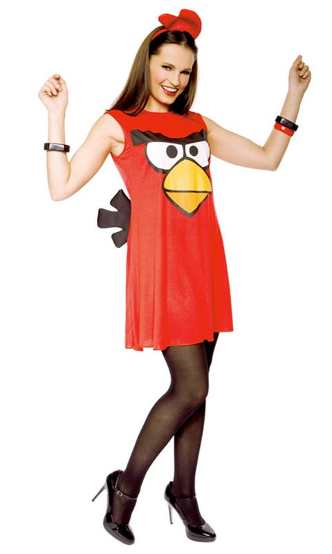 Short red Angry Bird dress with headpiece