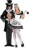 Plus size Dark Alice dress with gloves and apron next to Dark Mad Hatter