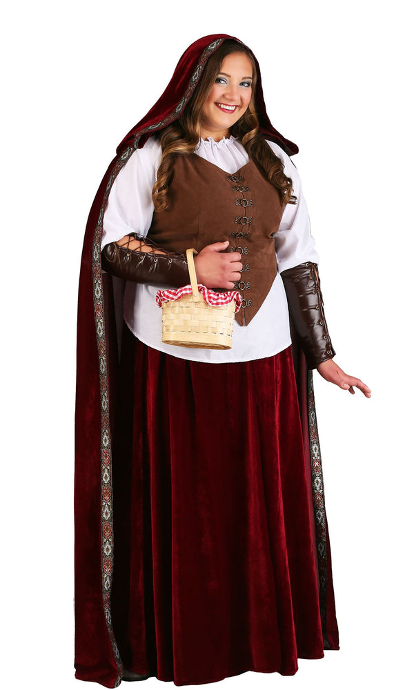 Plus size Red Riding Hood deluxe costume with shirt, vest and hooded cape