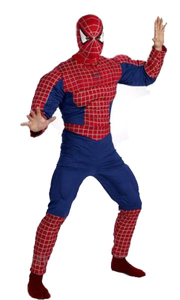 Traditional style Spiderman costume with full mask and muscle padding