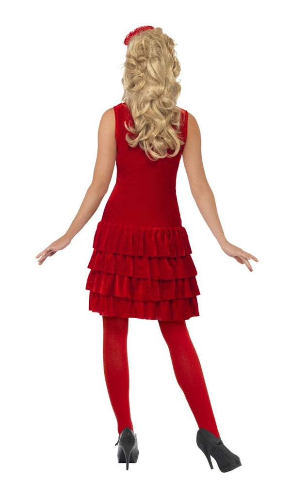 Back of red Elmo dress with Elmo face and headband