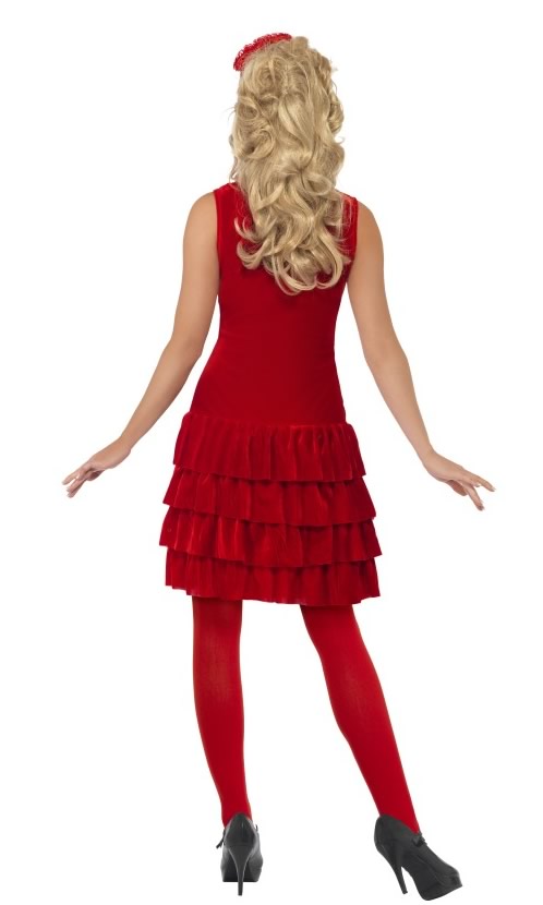 Back of red Elmo dress with Elmo face and headband