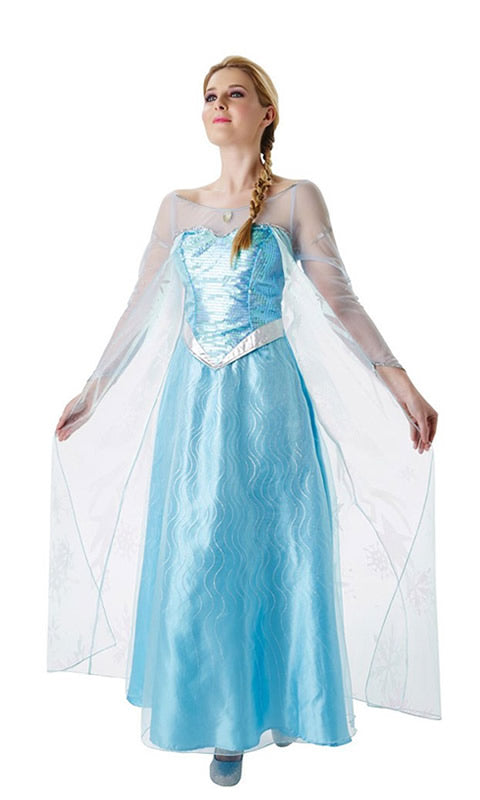 Long blue Elsa dress with attached cape from Frozen
