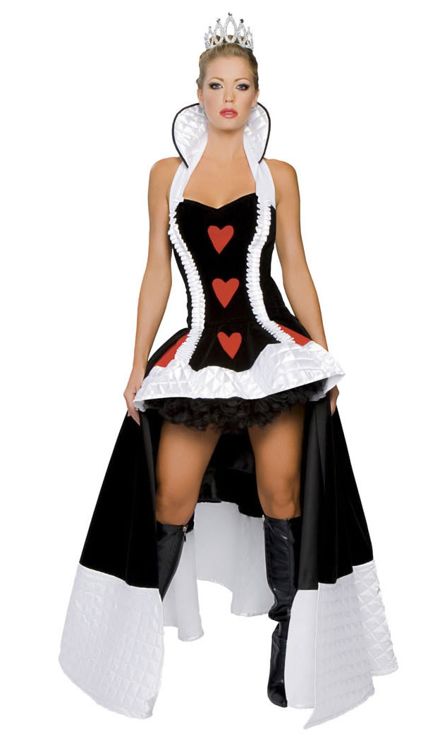 Queen of Hearts short dress with long cape and crown