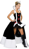 Alternate view of Queen of Hearts dress with long cape and crown