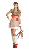 Brown sock monkey woman's costume with red heart and headband
