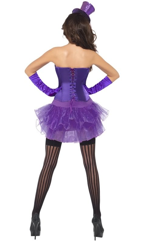 Back of lace up purple corset with tutu