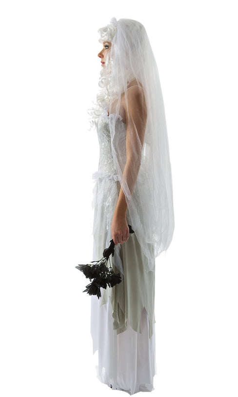 Side of Halloween bride costume with veil