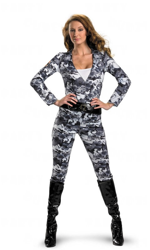 Grey camouflaged GI Joe Scarlett costume 