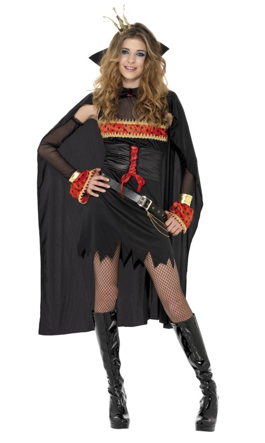 Gothic vampire dress with lace up belt, cape and armlets
