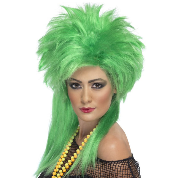 Long green 80s punk wig