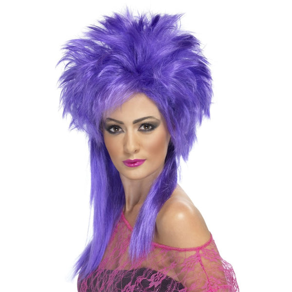 Long purple 80s punk wig