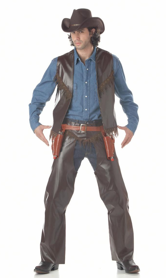 Cowboy vest with chaps in brown