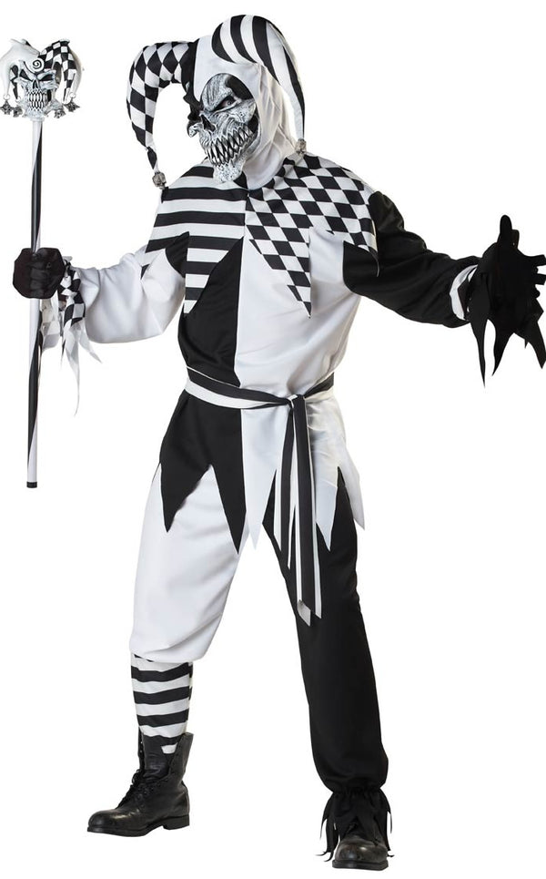Black & white jester costume with mask