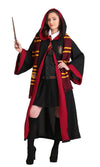 Alternate view of black and red Hermione costume with tie, sweater and hooded cape