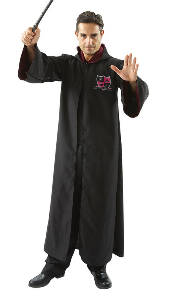 Magician robe in black with Hogwarts style emblem