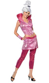 Pink Judy Jetson costume with white wig and wristlets