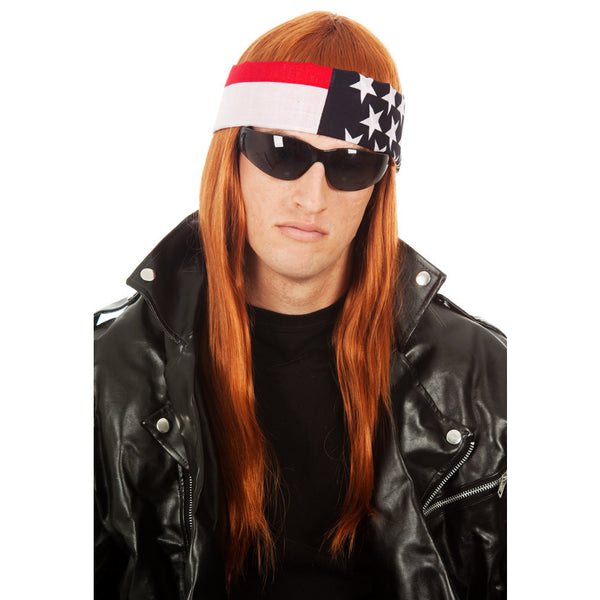 Axl Rose wig and American flag bandana