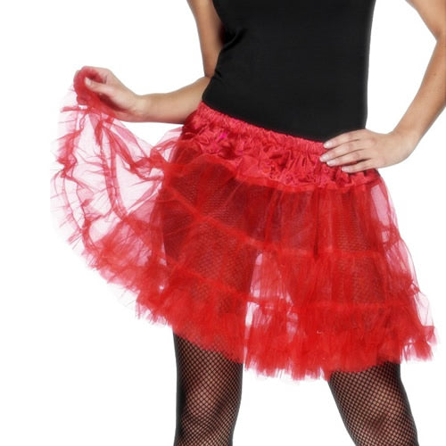 Red knee length layered petticoat