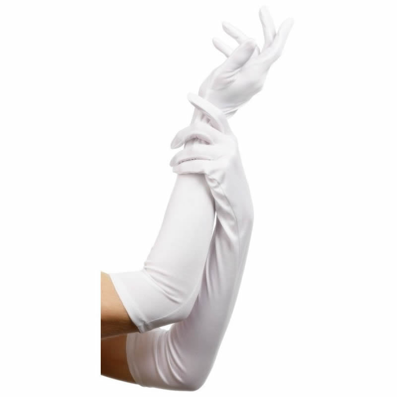 White Long Gloves Jersey Fabric