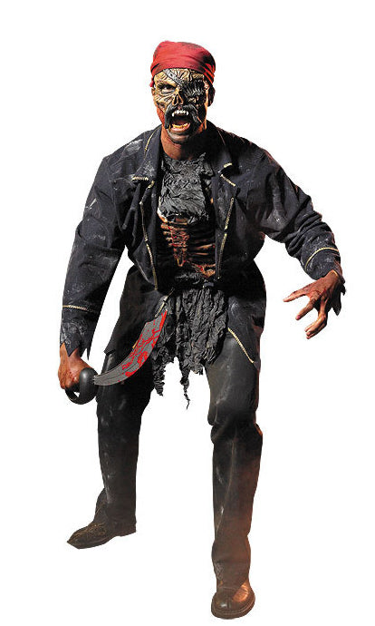 Zombie pirate costume with mask and bone chest piece