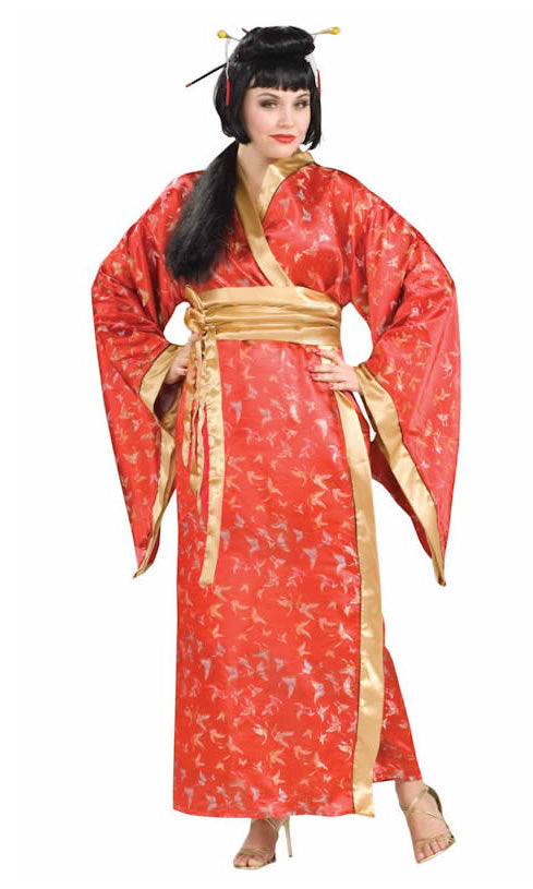 Red Geisha kimono with gold sash