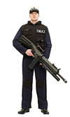 SWAT costume with S.W.A.T. text on chest and hat