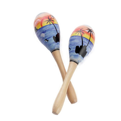 A pair of island themed maracas