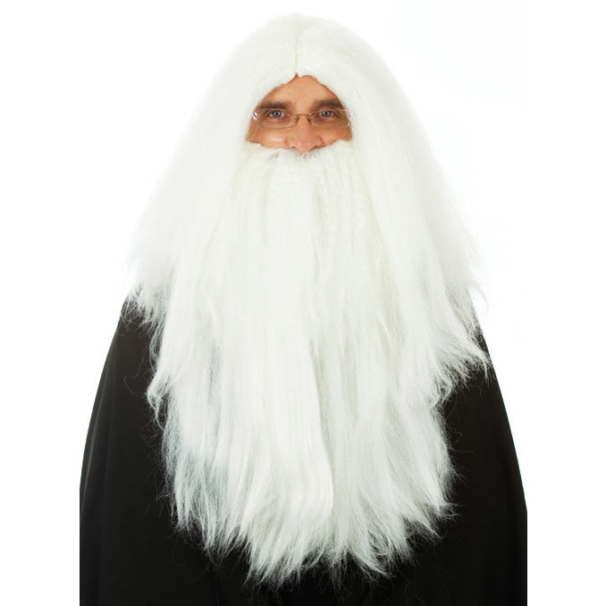 Long white Merlin wig and beard