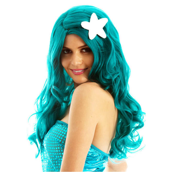 Long green mermaid style wig