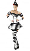 Short black and white clown mime costume