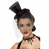 Black mini top hat with glitter and veil