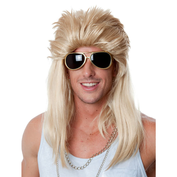 Blonde 80s mullet mudflap wig