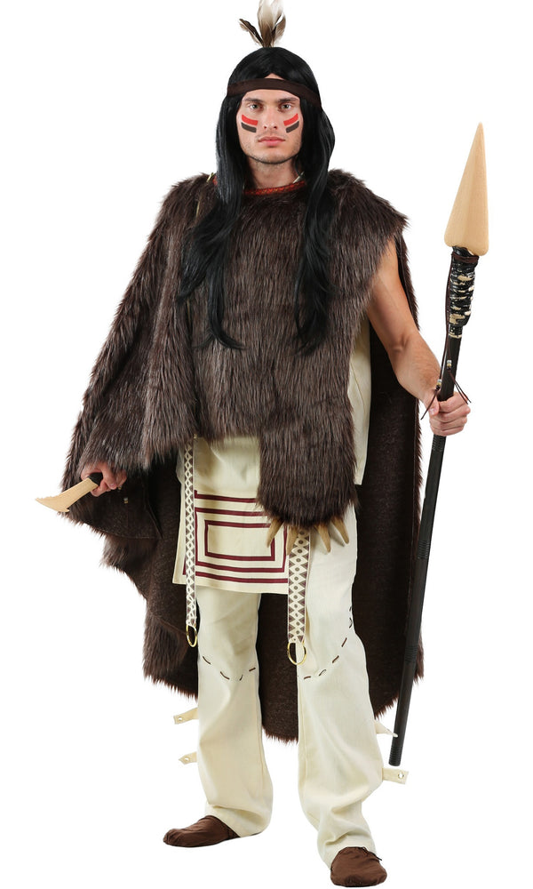 Native American Indian chief costume with shirt, pants, headband and bear claw cape