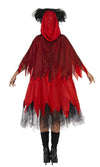 Back of red strapless Red Riding Hood dress with petticoat, apron and cape