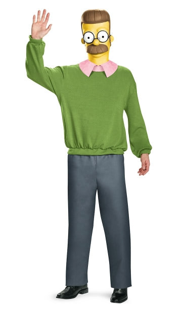 Ned Flanders jumpsuit with vinyl mask and hair, from the Simpsons