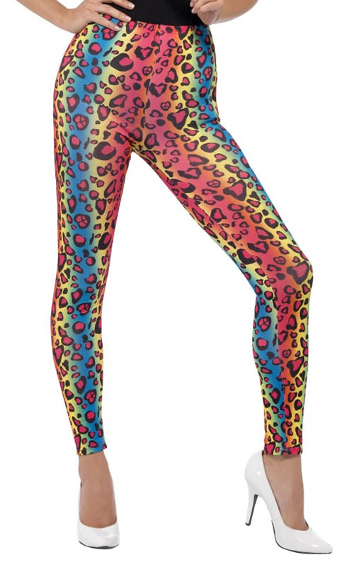 Buy Footless Neon Leggings Leopard Print